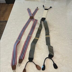 2 pair bundle of button and clip end suspender braces .  One is Jos. A Bank